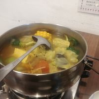 Curry soup with vegetable and tofu at Miào Shàn GōngZhǔ 妙善公主素食養心鍋 - Princess Vegan Hot Pot  in Kaohsiung