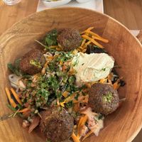 Falafel salad with hummuss  at Chez Funda in Paris