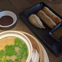 Miso soup & spring rolls & dumplings at Ping Pong Dim Sum in London