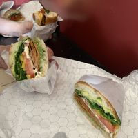 Just look at those gorgeous sandwiches !  at Seitan's Helper in Brooklyn