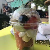 Fruit cup with homemade vegan whipped cream (the Cremolatta) at LottaFrutta in Atlanta