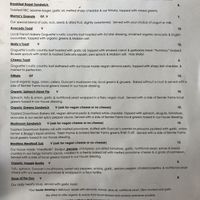 Menu February 2020 at Plank Coffee in Healdsburg