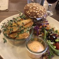 Quinoa burger meal at Café Korn in Roskilde