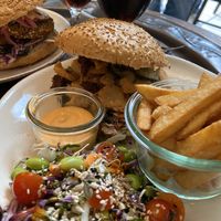 The vegan chicken sandwich. Dry and too expensive but tasted fairly okay. at Café Korn in Roskilde