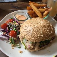 Vegan chicken sandwich at Café Korn in Roskilde