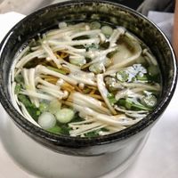 Miso soup at PLANTA Queen in Toronto