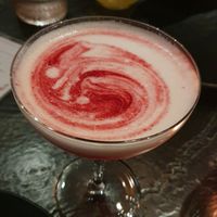 Drink with aqua faba and raspberries 😍 at PLANTA Queen in Toronto