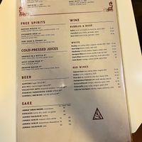 Drink menu  at PLANTA Queen in Toronto