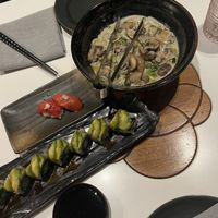 udon noodles , dragon roll, ahi watermelon nigiri   at PLANTA Queen in Toronto