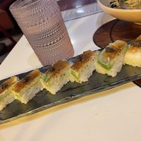 Torched and pressed sushi  at PLANTA Queen in Toronto