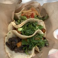 Tacos- asparagus garlic, chipotle sweet potato hash, & mushroom at Chaia - Chinatown in Washington
