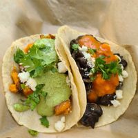 Sweet potato taco (left) and mushroom taco (right) at Chaia - Chinatown in Washington