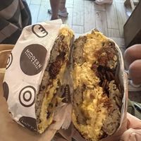 Vegan BEC: vegan gluten free superseed bagel, just egg, vegan cheese, homemade vegan bacon   at Modern Bread & Bagel in New York City
