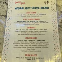 Vegan Menu!  at Dairy Star Ice Cream in Lincolnwood