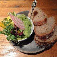 Small Portion of Bread and Avocado Mash at Ulrich in Vienna