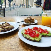 These tapas items are from the breakfast menu. at CReeA in Tarragona