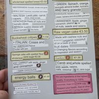 This is the breakfast menu in Google lens translated into English. at CReeA in Tarragona