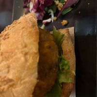 Aubergine burger  at B12 in Girona