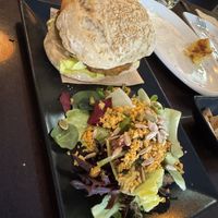 Aubergine and cheese burger   at B12 in Girona