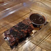 Chocolate brownie with fudge sauce at The Olive Tree in Castlebar