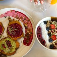 Smoothie bowl and sweet potato toast!  at Contrast in Bordeaux