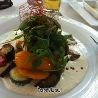 Polenta with mixed vegetables and mushrooms cream at La Mano Verde in Berlin