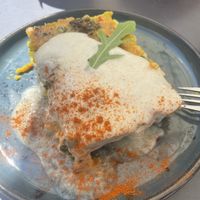 Pastel de verduras con carbonara salsa (lunch menu)  at Dragon Lab in Murcia