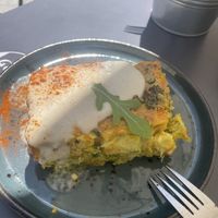 Pastel de verduras con carbonara salsa (lunch menu)  at Dragon Lab in Murcia