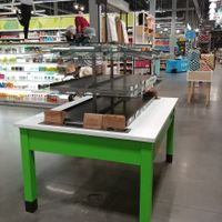 Baked good area near produce and in front of coffee shop. Not sure but I would imagine they carry non dairy milk for coffee  at Whole Foods Market in El Paso