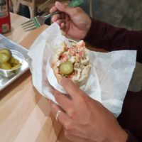Shoarma (with pickles on the side, you don't have to choose the pickles) at Hummus Factory in Boca Raton
