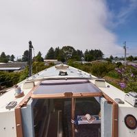 Companionway at Vegan Vessel SV Breta in Harbor