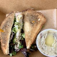 Netflix and Dill Chicken Salad with side of smashed potatoes  at Eden Vegan Cafe in Scranton