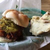 pulled pork with smashed potatoes at Eden Vegan Cafe in Scranton