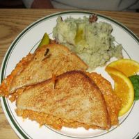 Tuna Melt and Smashed Potatoes at Eden Vegan Cafe in Scranton