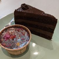 Chocolate Orange cake (didn't like the aftertaste) & Chocolate Ganache Cake (a bit dry, but the icing makes up for it) at Kind Kones - Forum in Central Singapore