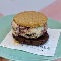 Ice Cream Sandwich with Black Forest Ice Cream & Oatmeal Almond Crisp Cookie & Dark Chocolate Chip Cookie at Kind Kones - Forum in Central Singapore
