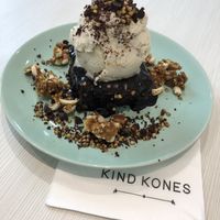Sweet potatoes brownie with gingerbread ice cream  at Kind Kones - Forum in Central Singapore
