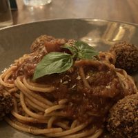 Spaghetti meatballs  at Amami Garden in Ungasan