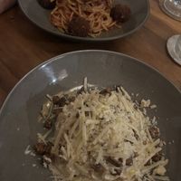 carbonara & speg w "meatballs”  at Amami Garden in Ungasan