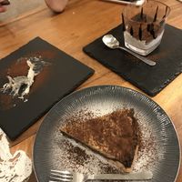 Tiramisu (already half eaten bc too delicious to wait) Panna Cotta and Tarte de Nonno at Amami Garden in Ungasan