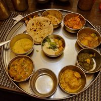 Almost full thali plate at Ghoomar in New Delhi