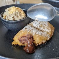Chocolate empanada with coconut ice-cream at Yakumama in Todmorden