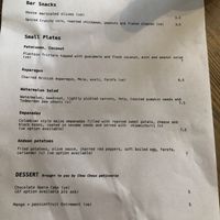 Menu at Yakumama in Todmorden