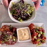 Radical Cauliflower Wings (half & half) with side salad at Pure Kitchen - Kanata in Ottawa