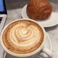 Dirty chai and vegan pain au chocolat at The Flour Pot Bakery in Brighton