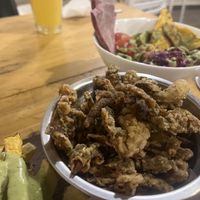 Fried oyster mushrooms   at Menta Restobar - Calle de Julio in Cochabamba