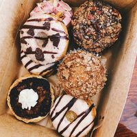 All vegan items shown except for chocolate muffin! at Happy Bellies Bake Shop in Appleton