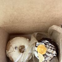 Lemon donut and chocolate coconut cupcake (actually so good)  at Happy Bellies Bake Shop in Appleton