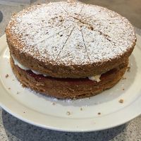 Vegan victoria sponge cake at Zeph's Cafe in Oadby