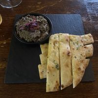 Black olive tapenade with (garlic)flatbread  at The Cyder House Inn in Godalming